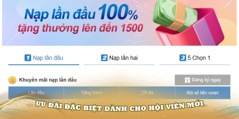 Các ưu đãi đặc biệt dành cho hội viên mới tại nhà cái